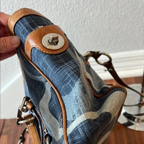 1651Stylish Coach Blue and Tan Women's Bag - Picture 5 of 8